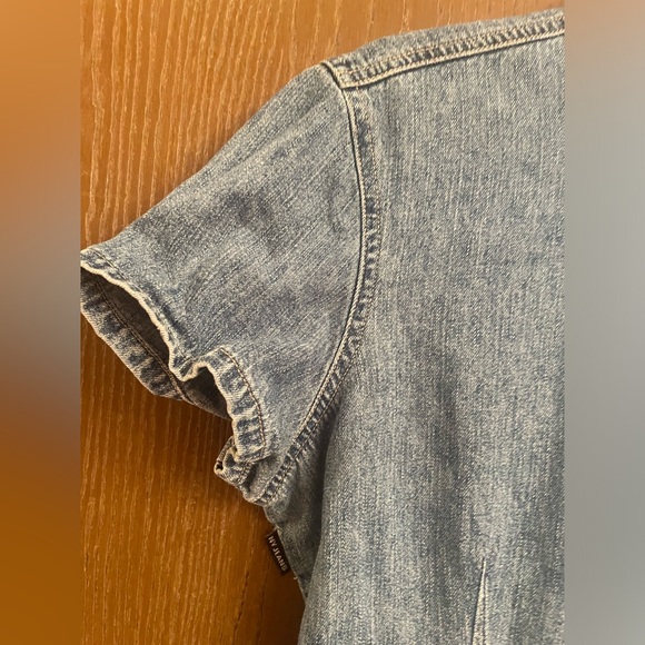 NY Jeans Med Wash 90's Y2k Vtg Denim Snap Front Short Sleeve Dress Sz-14 - Picture 5 of 11